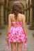 Spaghetti Straps Short Homecoming Dress Floral Printed Formal Dress