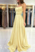 Spaghetti Straps Simple Satin Long Prom Dress with Slit - Prom Dresses