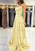 Spaghetti Straps Simple Satin Long Prom Dress with Slit - Prom Dresses