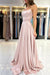 Spaghetti Straps Simple Satin Long Prom Dress with Slit - Prom Dresses