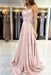 Spaghetti Straps Simple Satin Long Prom Dress with Slit - Prom Dresses