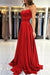 Spaghetti Straps Simple Satin Long Prom Dress with Slit - Prom Dresses