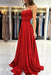 Spaghetti Straps Simple Satin Long Prom Dress with Slit - Prom Dresses