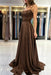 Spaghetti Straps Simple Satin Long Prom Dress with Slit - Prom Dresses