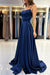Spaghetti Straps Simple Satin Long Prom Dress with Slit - Prom Dresses
