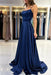 Spaghetti Straps Simple Satin Long Prom Dress with Slit - Prom Dresses