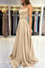 Spaghetti Straps Simple Satin Long Prom Dress with Slit - Prom Dresses