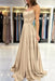 Spaghetti Straps Simple Satin Long Prom Dress with Slit - Prom Dresses