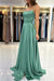 Spaghetti Straps Simple Satin Long Prom Dress with Slit - Prom Dresses