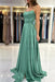 Spaghetti Straps Simple Satin Long Prom Dress with Slit - Prom Dresses