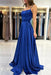 Spaghetti Straps Simple Satin Long Prom Dress with Slit - Prom Dresses