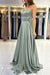 Spaghetti Straps Simple Satin Long Prom Dress with Slit - Prom Dresses