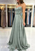 Spaghetti Straps Simple Satin Long Prom Dress with Slit - Prom Dresses