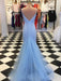 Sheath/Column Spaghetti Straps Sleeveless Tulle Sequin Sweep/Brush Train Dresses - Prom Dresses