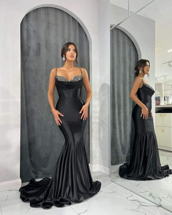 Spaghetti-Straps Sweetheart Mermaid Evening Dress with Sequins Online