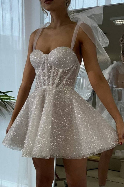Sparkly Sequins Aline Homecoming Dress Sweetheart Prom Dress Short with Straps
