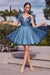 Spaghetti Straps V-neck Short Homecoming Dress Aline Sleeveless Cocktail Dress