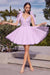 Spaghetti Straps V-neck Short Homecoming Dress Aline Sleeveless Cocktail Dress
