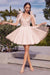 Spaghetti Straps V-neck Short Homecoming Dress Aline Sleeveless Cocktail Dress