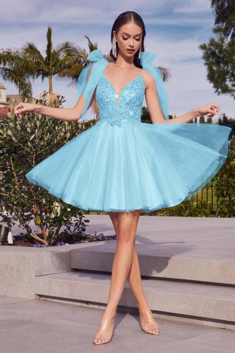 Spaghetti Straps V-neck Short Homecoming Dress Aline Sleeveless Cocktail Dress