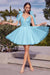 Spaghetti Straps V-neck Short Homecoming Dress Aline Sleeveless Cocktail Dress