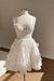 Amazing Spaghetti Straps Beach Aline Wedding Dress Short Tulle Bridal Dress with Lace Appliques