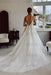 A Line Spaghetti Straps V-Neck Backless Tulle Applique Wedding Dresses