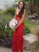 Spaghetti Straps V-Neck Beaded Prom Dress Long