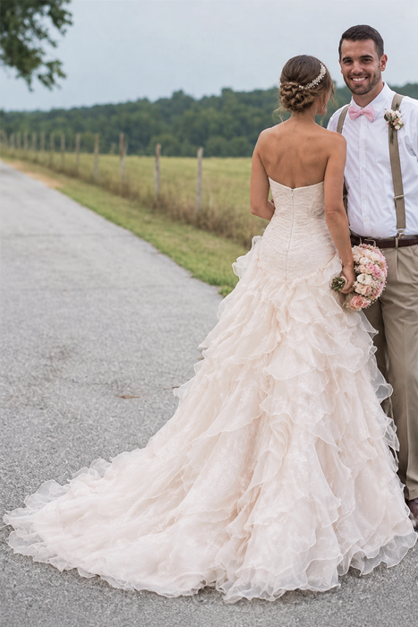 Spaghetti Straps White Lace Chiffon Beach Wedding Dresss - Wedding Dresses