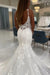 Spaghetti Straps White Mermaid Wedding Dress V neck Tulle Lace Bridal Gown wedding dresses