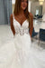 Spaghetti Straps White Mermaid Wedding Dress V neck Tulle Lace Bridal Gown wedding dresses