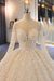 Sparkling Shinny Lone Sleeves Lace- Up Ball Gown Wedding Dresses - Champagne / Long train - wedding dresses