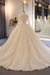 Sparkling Shinny Lone Sleeves Lace- Up Ball Gown Wedding Dresses - Champagne / Long train - wedding dresses