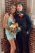 Sparkly Mint Sequined Lace-Up Back Tight Short Homecoming Dress with Fringes