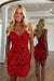 Sparkly Red Strapless Tight Short Corset Homecoming Dress with Sequins