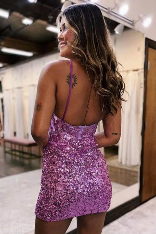 Sparkly Sequin Short Homecoming Dresses V Neck Applique Prom Dress