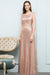 Bridelily Shiny Sequined Scoop Sleeveless Champagne Bridesmaid Dress Online