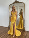 Yellow Sparkly Sequins Sweetheart Bodycon Prom Dress with Slit