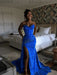 Royal Blue Sparkly Strapless Mermaid Sequined Prom Dress with Slit