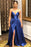 Split Long Prom Dress Spaghetti-Straps - Royal Blue