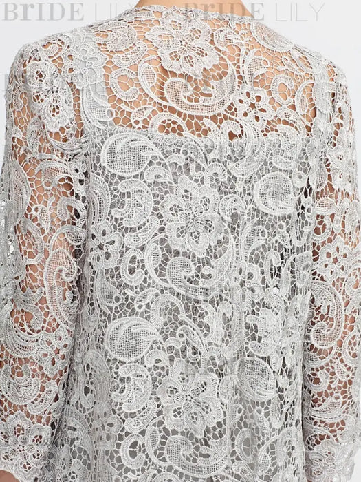 Floor-Length Square Neck Chiffon Mother of the Bride Pantsuit with Jacket & Side Split