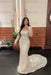Charming Square Neck Long Sleeves Mermaid Prom Dress with Beads
