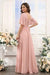Square Neck Ruffle Sleeve Chiffon Bridesmaid Dress with Slit