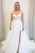 Square Neck Tulle Aline Wedding Dresses Front Split Sleeveless Bridal Dress - Wedding Dresses