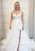 Square Neck Tulle Aline Wedding Dresses Front Split Sleeveless Bridal Dress - Wedding Dresses