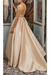 Vintage Wedding Dresses Champagne Square Neck Sleeveless Natural Waist Satin Fabric Court Train Sash Bridal Dress