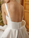 Vintage Wedding Dresses Square Neck Sleeveless Natural Waist Satin Fabric Court Train Sash Bridal Dress