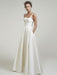 Vintage Wedding Dresses Square Neck Sleeveless Natural Waist Satin Fabric Court Train Sash Bridal Dress