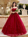 Ball Gown Tulle Applique Sweetheart Sleeveless Floor-Length Dresses - Prom Dresses