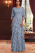 Stormy Chiffon Mother of the Bride Dress Flutter Sleeves with Cascading Ruffles
